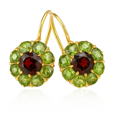 Retro Elegance™ | Green and Red Crystal Drop Earrings