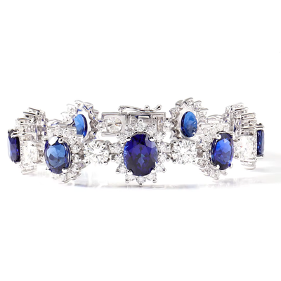 Oval Blue Sapphire Tennis Bracelet
