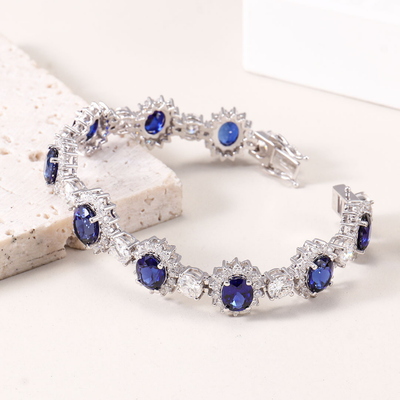 Oval Blue Sapphire Tennis Bracelet