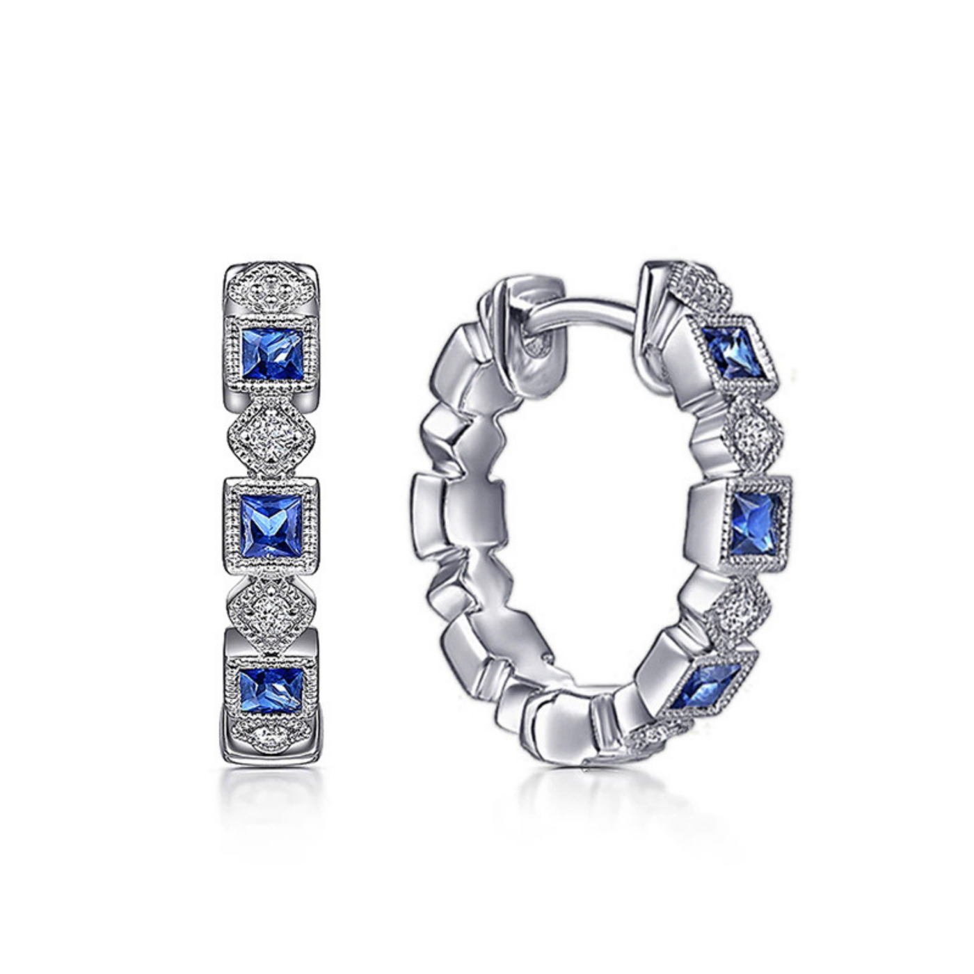 Blue Zircon Geometric Circle Earrings