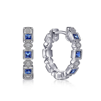 Blue Zircon Geometric Circle Earrings