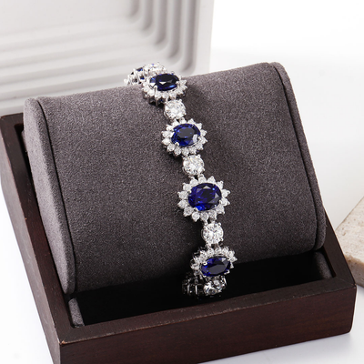 Oval Blue Sapphire Tennis Bracelet