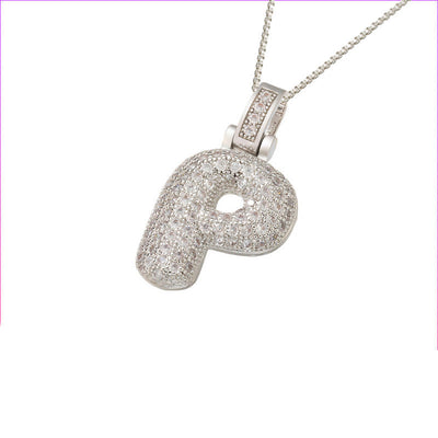 Initial Pave Bubble Necklace in 18k Gold