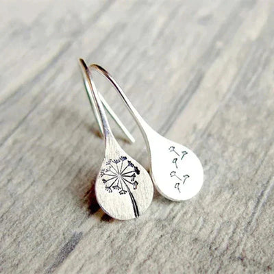 Retro Silver Floral Earrings