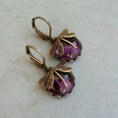 Elowen™ | Vintage-Inspired Crystal Dragonfly Earrings