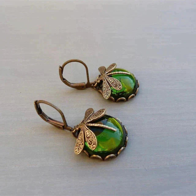 Vintage-Inspired Gold Dragonfly Earrings