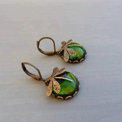 Vintage-Inspired Gold Dragonfly Earrings