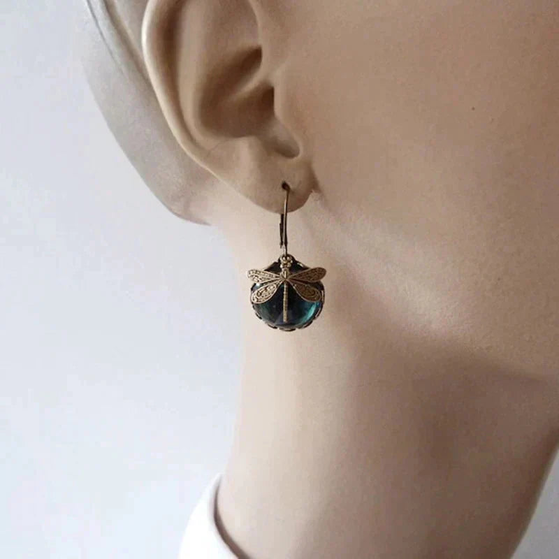 Vintage-Inspired Gold Dragonfly Earrings