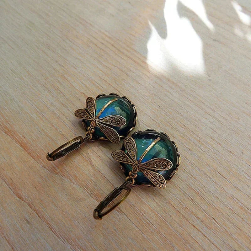 Vintage-Inspired Gold Dragonfly Earrings