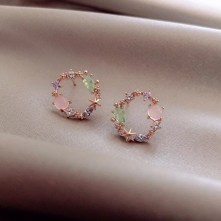 Aubrey | Rose Gold Crystal Floral Earrings