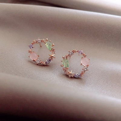 Aubrey | Rose Gold Crystal Floral Earrings
