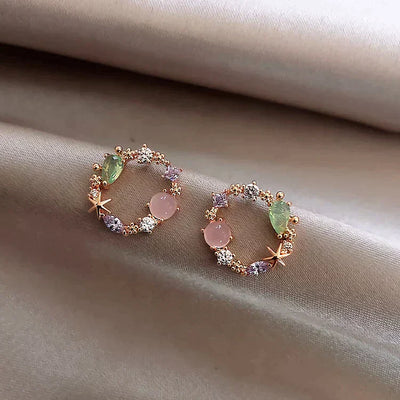 Aubrey | Rose Gold Crystal Floral Earrings