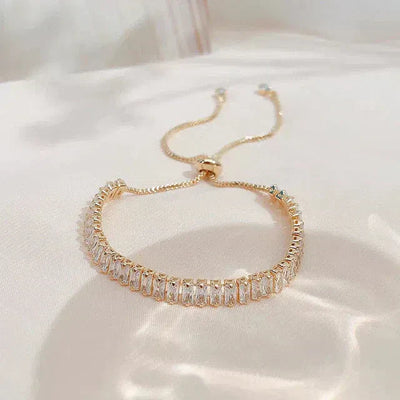Gold and Silver Adjustable Bracelet with Cubic Zirconia