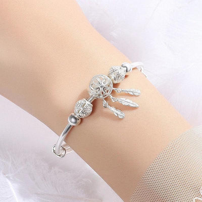 Adjustable Dreamcatcher Bracelet in 925 Silver