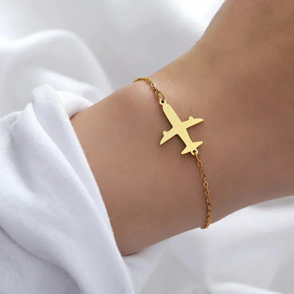 Elegant Gold Airplane Bracelet