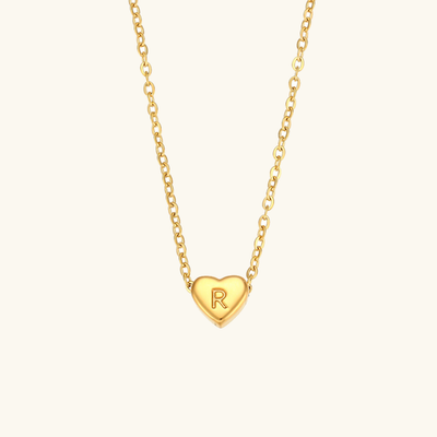 18k Gold Heart Initial Necklace