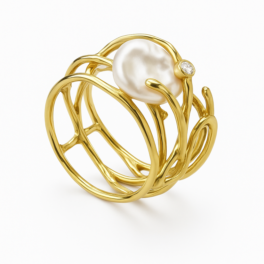 Lunara™ | Vintage-Inspired Women's Gold Pearl Ring