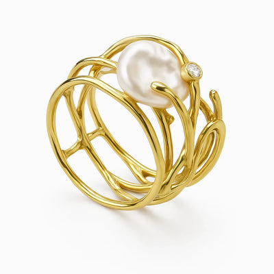 Vintage-Inspired Gold Pearl Ring