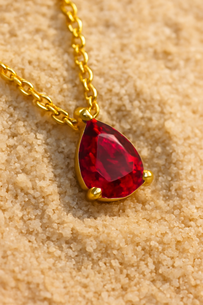 Teardrop-Shaped Birthstone Pendant Necklace
