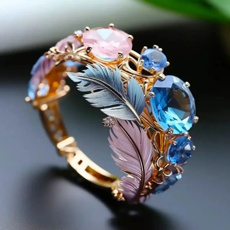 Jasmine | Vibrant Feather-Inspired Zircon Ring