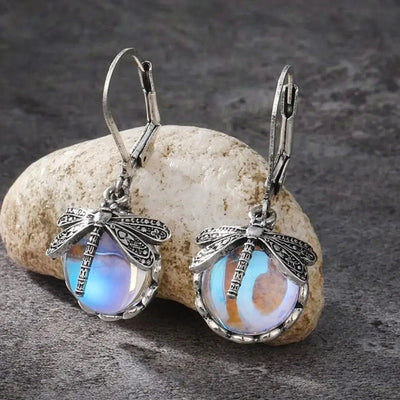 Stevie | Moonstone Dragonfly Drop Earrings