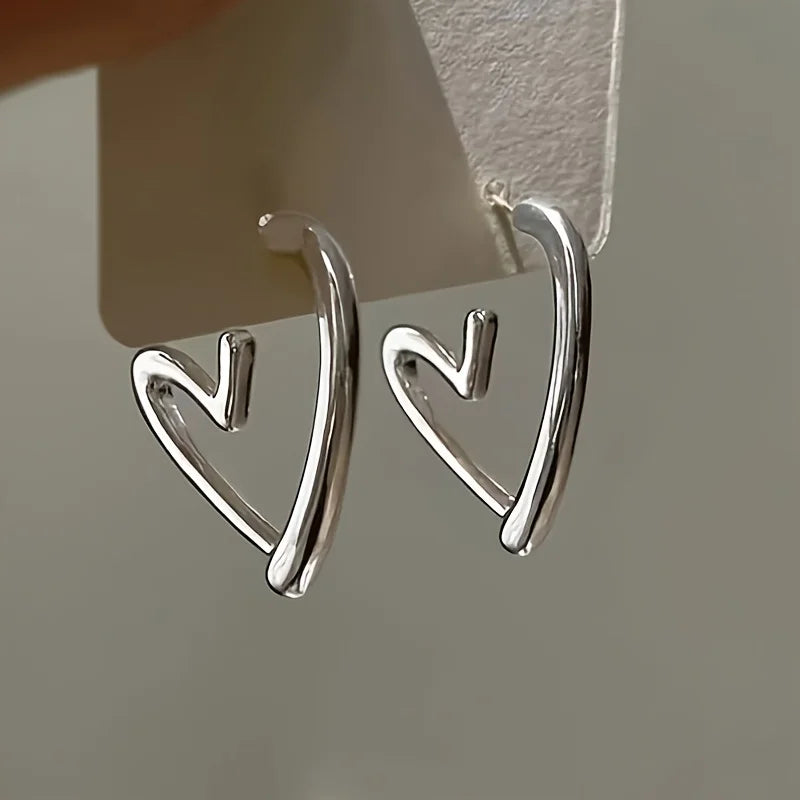 Elegant Heart-Shaped Stainless Steel Earrings