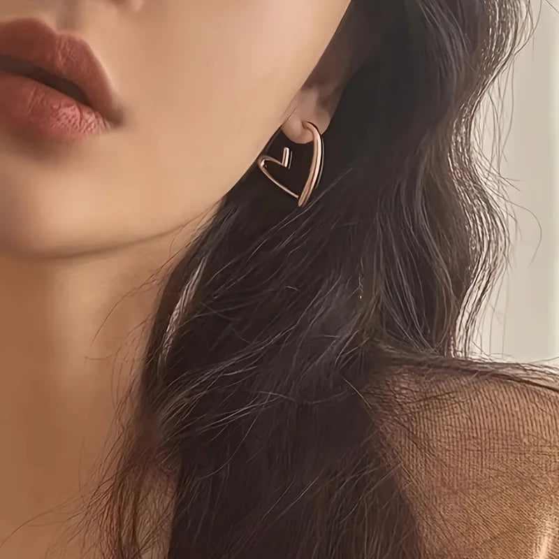 Elegant Heart-Shaped Stainless Steel Earrings