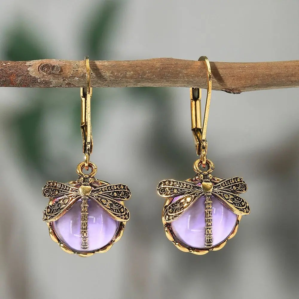 Stevie | Moonstone Dragonfly Drop Earrings