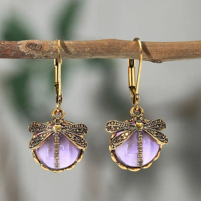 Stevie | Moonstone Dragonfly Drop Earrings