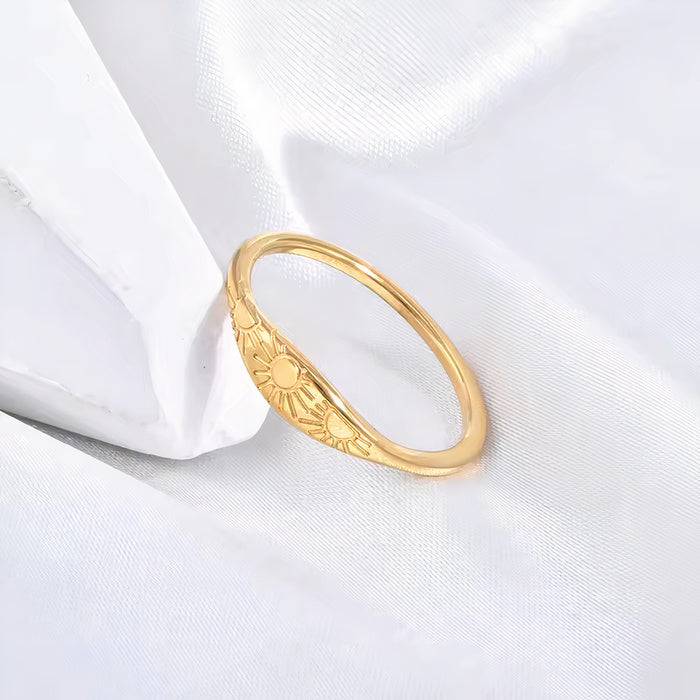 Antique-Inspired Gold Ring with Small Zirconia