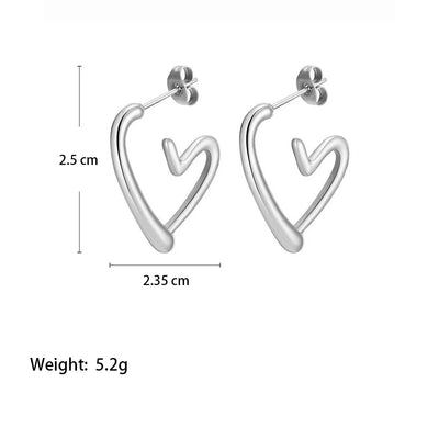 Elegant Heart-Shaped Stainless Steel Earrings