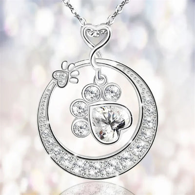 Seaton™ Silver Paw Necklace adorned with Zirconia