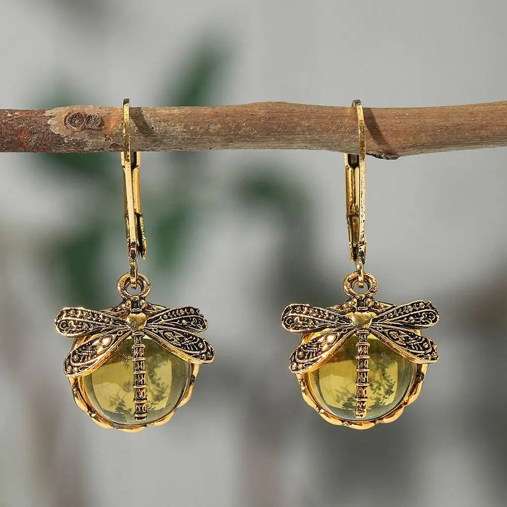 Stevie | Moonstone Dragonfly Drop Earrings