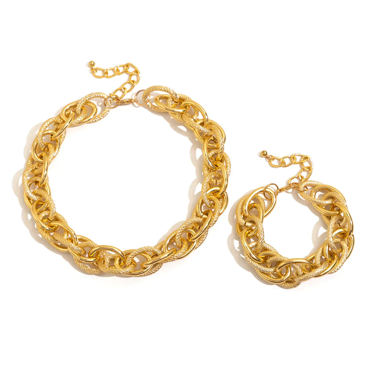 Bold Woven Double Chain Bracelet and Necklace Set