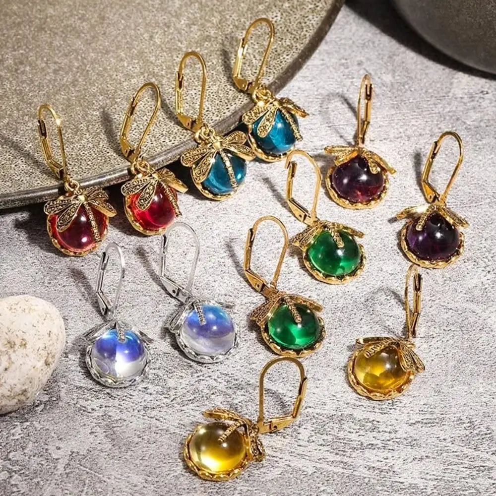 Stevie | Moonstone Dragonfly Drop Earrings