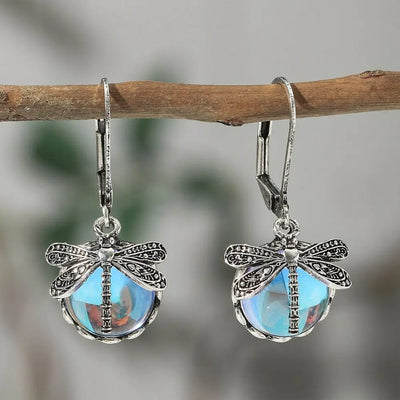 Stevie | Moonstone Dragonfly Drop Earrings