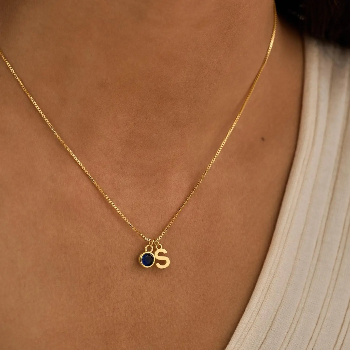 Elegant Birthstone Pendant Necklace with Initial Charm