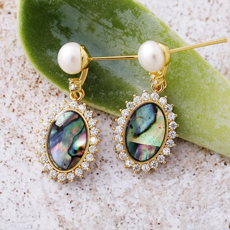 Sophia | Dangle Earrings with Freshwater Pearl and Shell Accents