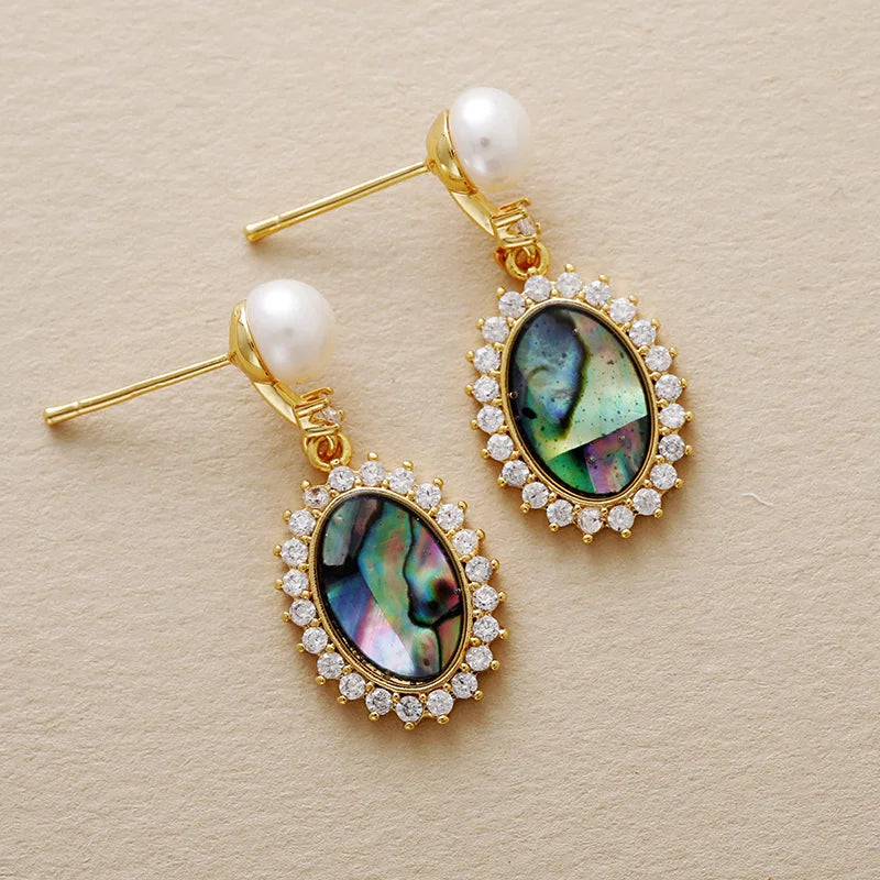 Sophia | Dangle Earrings with Freshwater Pearl and Shell Accents