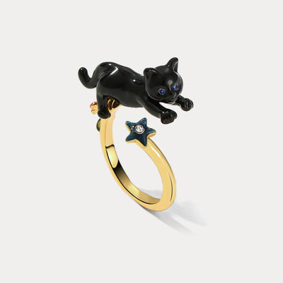 Elegant Black Cat Ring