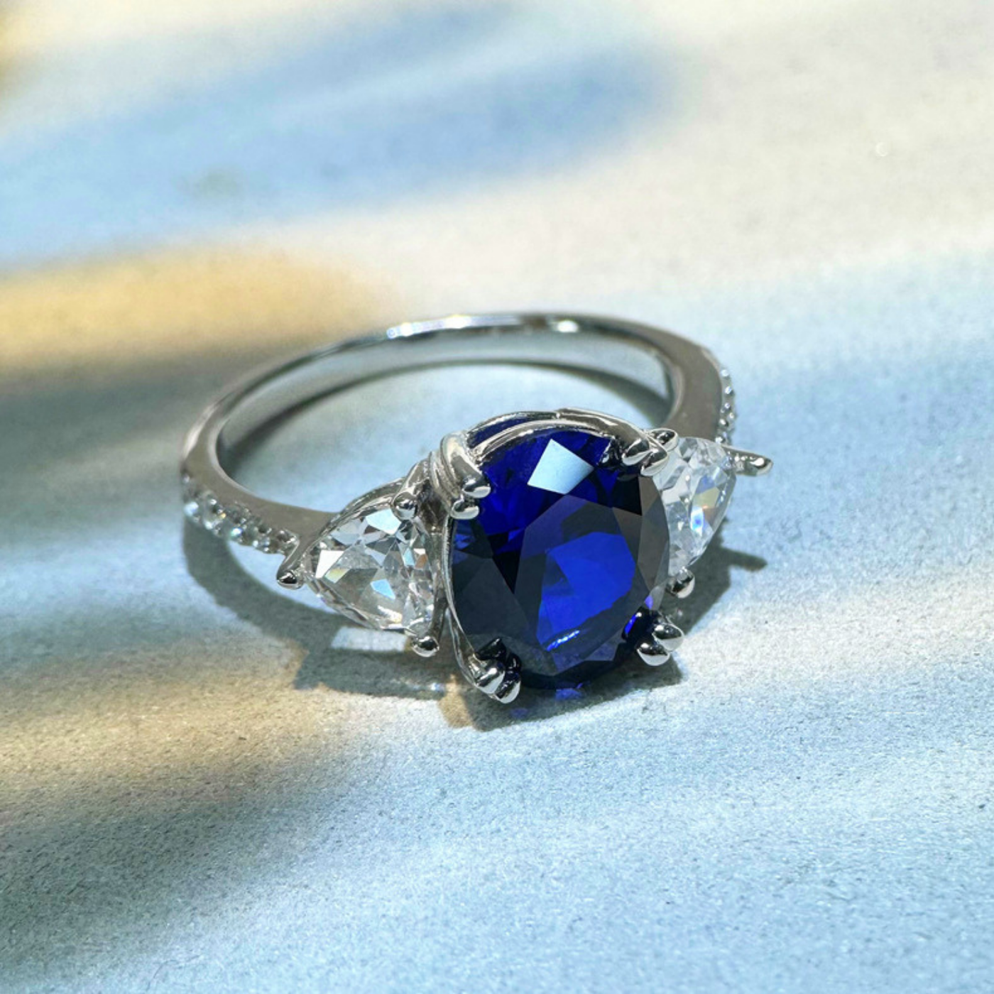 Elegant Blue Sapphire Statement Ring