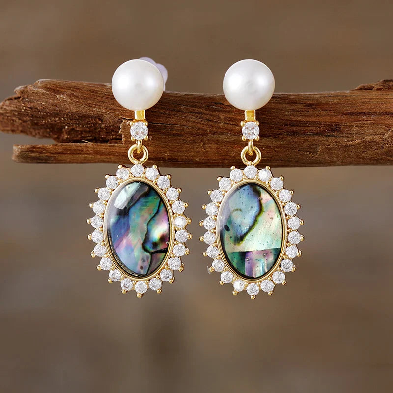 Sophia | Dangle Earrings with Freshwater Pearl and Shell Accents