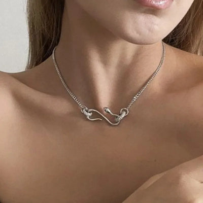 Elegant Crystal-Embellished Snake Pendant Necklace