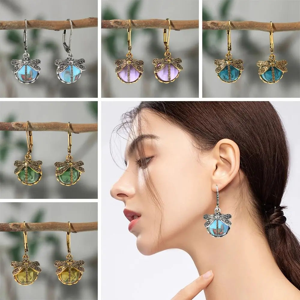 Stevie | Moonstone Dragonfly Drop Earrings