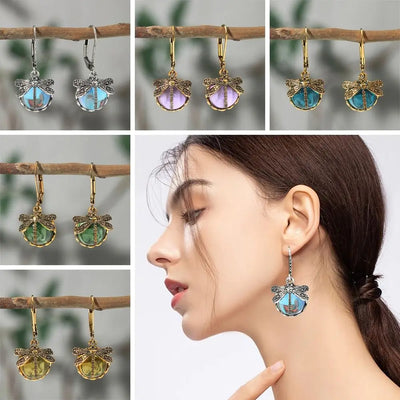 Stevie | Moonstone Dragonfly Drop Earrings