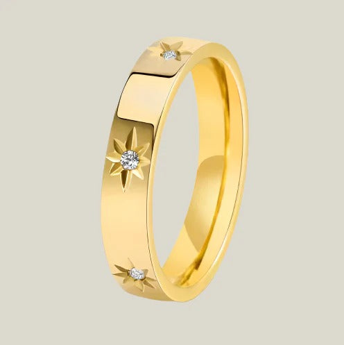 Retro Golden Starry Night Ring