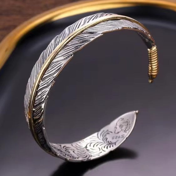 Adjustable Vintage Feather Cuff Bracelet
