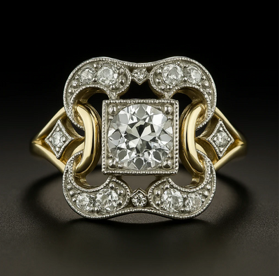 Classic Gold Ring with Vintage Zirconia