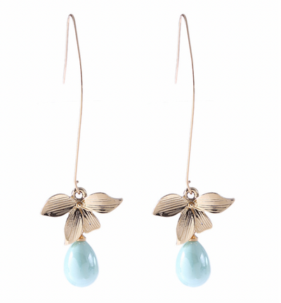 Viviana | Jade Pearl & Floral Drop Earrings