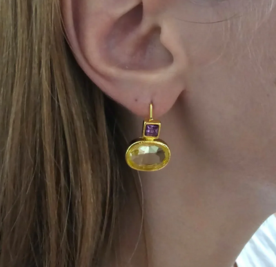 Retro Green and Gold Earrings